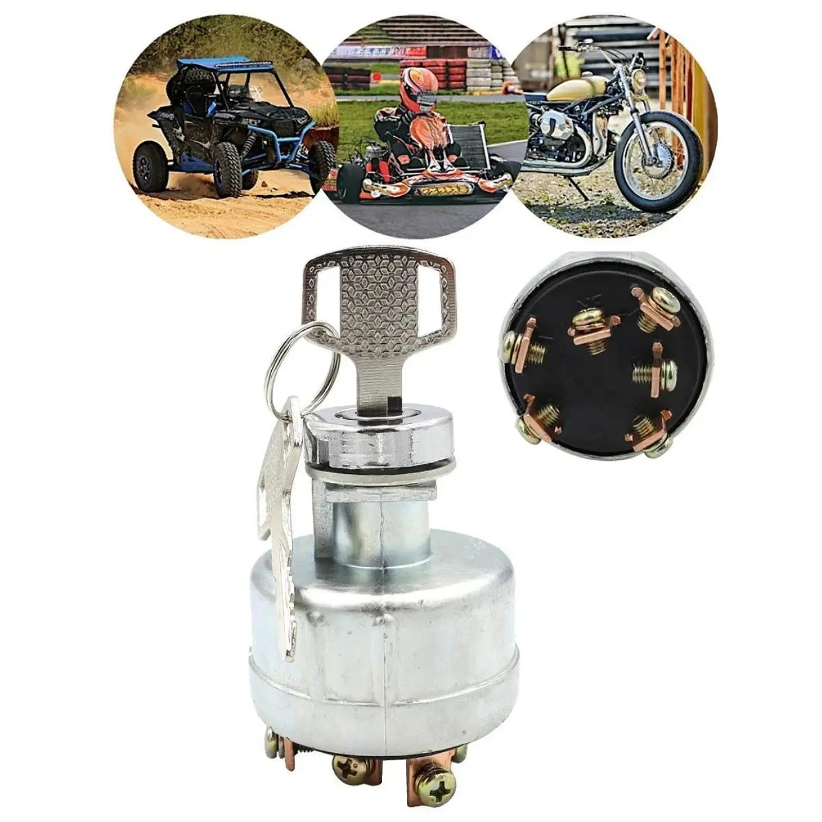 

Motorcycle Ignition Switch 2 Keys Replace Parts, Easy to Install Electronic Switch Starter Lock Cylinder for 20Y-06-24680