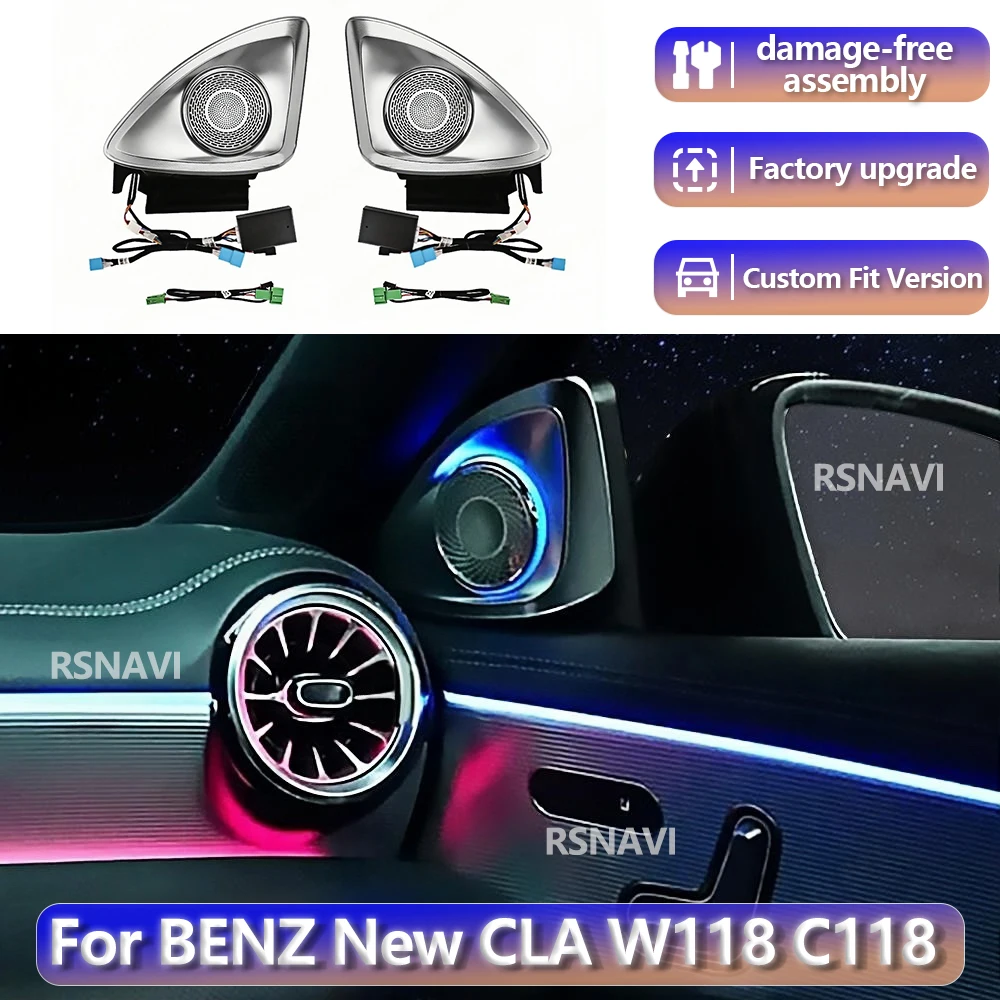 

RGB-подсветка для динамиков Mercedes-Benz 4D (CLA W118 C118 2019+), 4D вращающийся твитер, модификация амбиентного освещения, автомобильный динамик