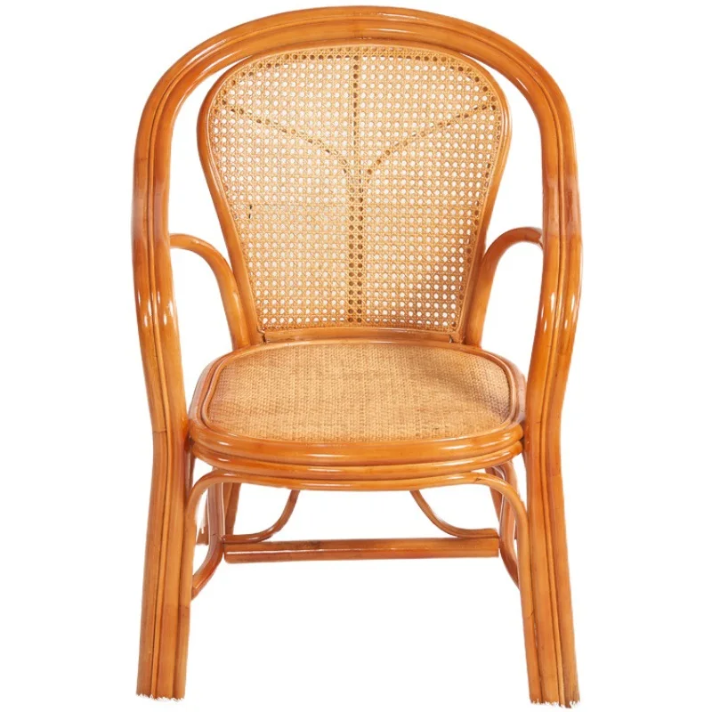 Natural genuine rattan three-piece chair set, leisure balcony single backrest chair, rattan chair, living room home elderly chai