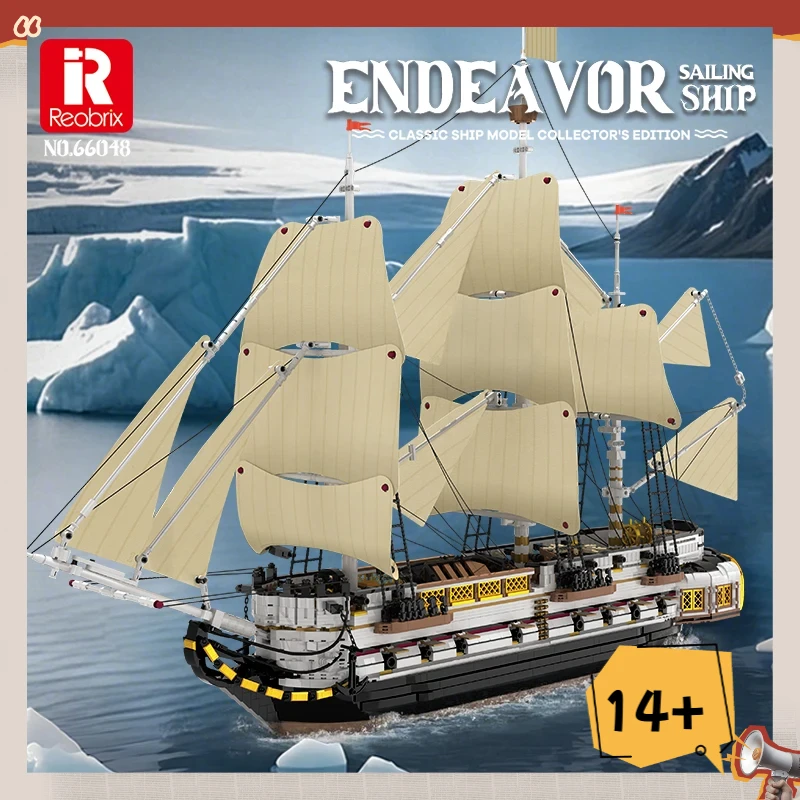 

Конструктор Reobrix 66048 MOC: Настольный декор, модель экспедиционного корабля, строительные блоки, игрушка для сборки, подарок на день рождения для детей