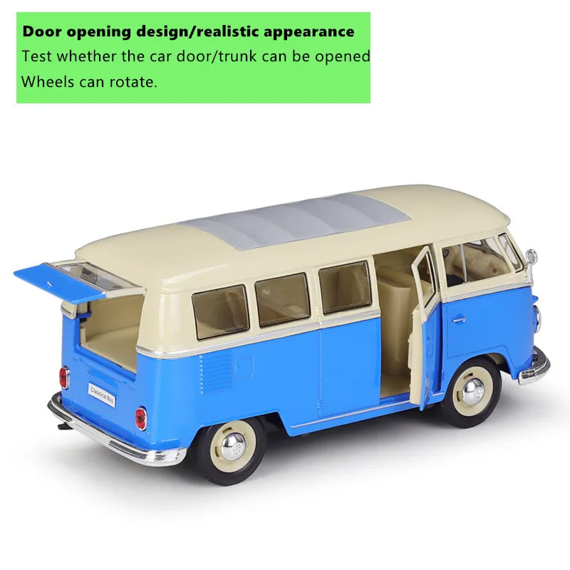 WELLY 1:24 Volkswagen Bus 1963 T1BUS Bus Van Simulation Alloy Car Finished Model  Birthday Gift Toys for Boys