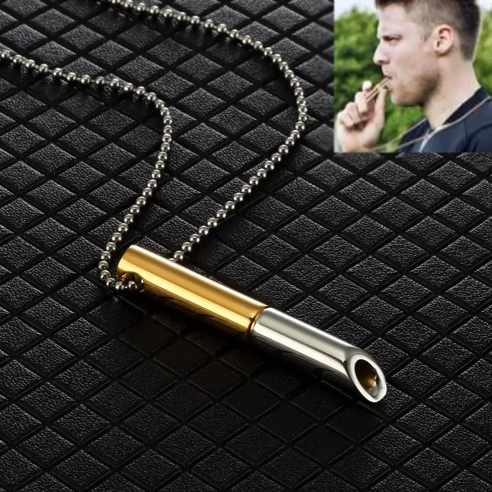 Stainless Steel Mindful Breathing Necklace for Anxiety Relief Stress Relief Stress Anxiety Whistle Necklace