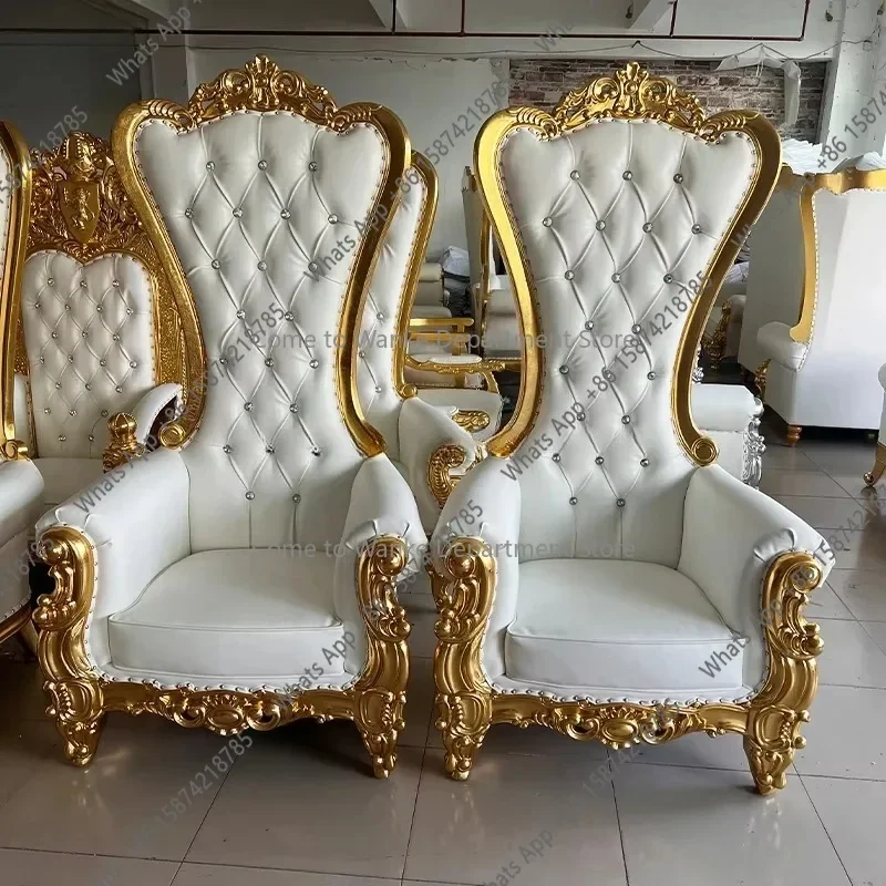 X30 King And Queen High Back Gold Throne Chairs Royal Lux-ury Wedding Chair For Groom And Bride