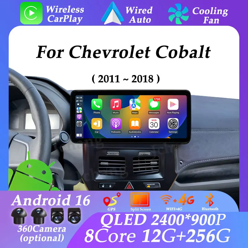 

Android 16 for Chevrolet Cobalt 2011 - 2018 Carplay Auto UItra-thin Screen Multimedia Player Split Screen GPS Navi Head Unit DSP