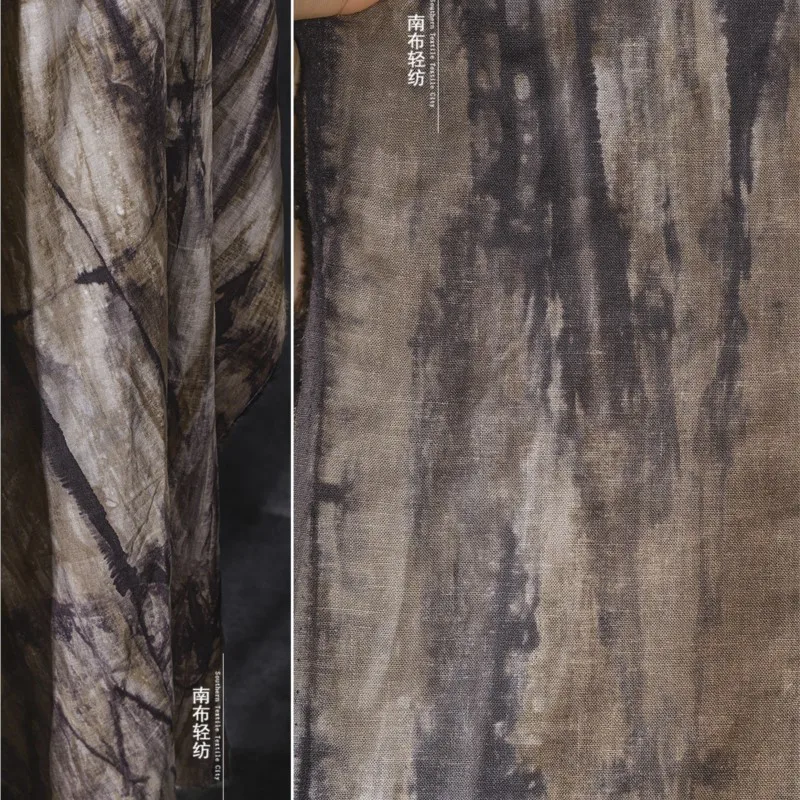 ผ้าฝ้ายย้อมมัดย้อมชาติพันธุ์และผ้าลินินลายพืชออกแบบเสื้อเชิ้ตสําหรับเสื้อผ้า