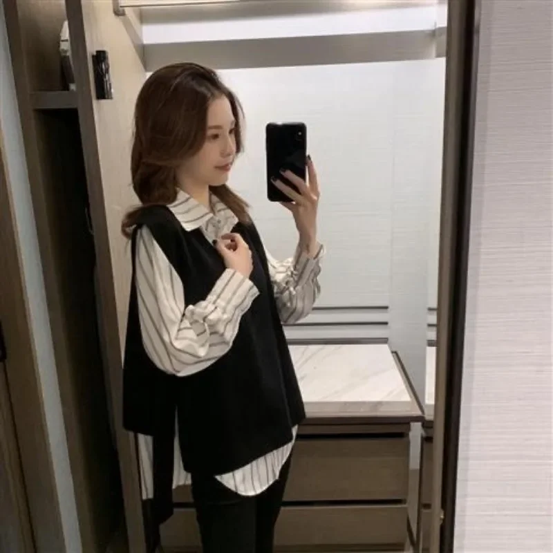 Lady Sweaters V-Neck Korean Style Clothing Black Waistcoat Luxury Youthful Clothes Jumper Promotion Formal Knit Vests for Women