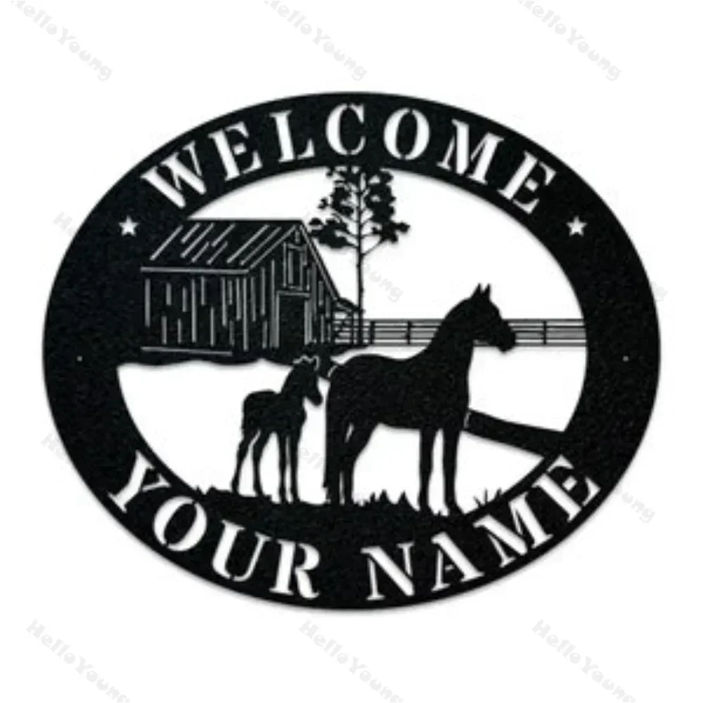 Personalized Monogram Farm Life Sign, Adorned with Equestrian & Country Horse Motifs, A Custom Barn Theme Marker.