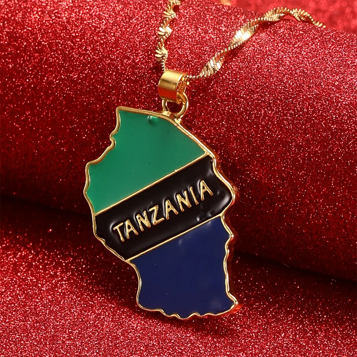 Tanzania Map Flag Charm Pendant Necklaces Tanzanian Jewelry for Women Men