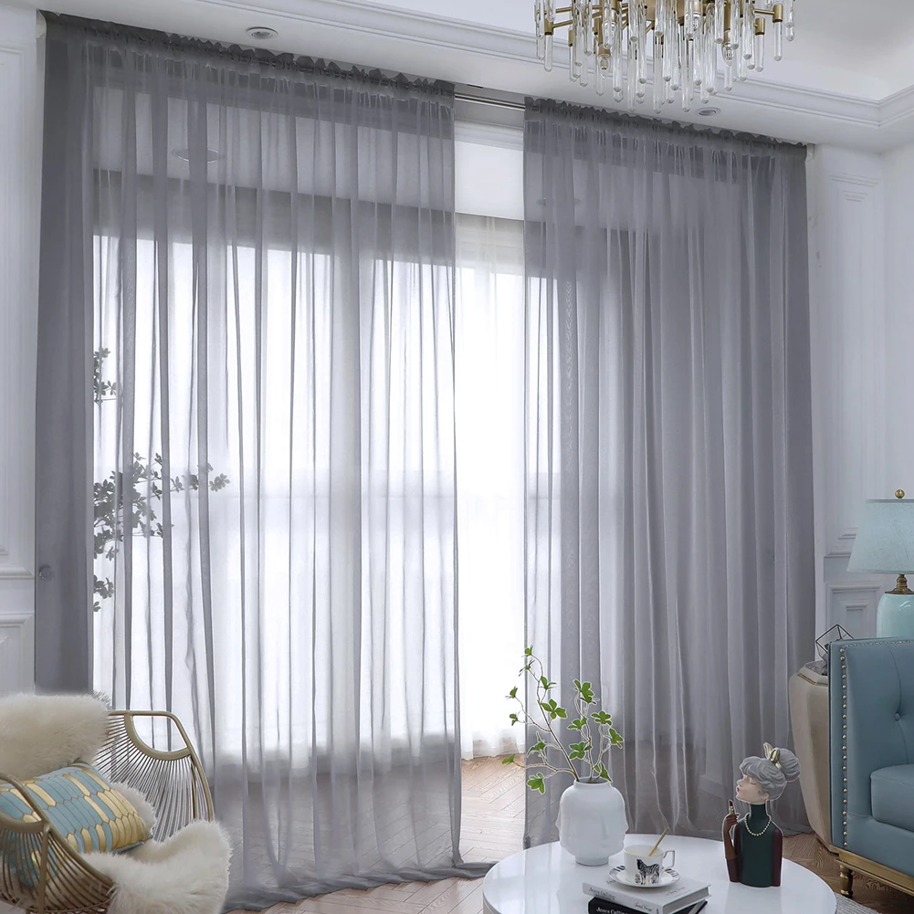 Schattierung, solide, weiße, durchsichtige Vorhänge für Wohnzimmer, Dekoration, Fenstervorhänge für die Küche, moderne Tüll-Voile-Organza-Vorhänge – Detail 19