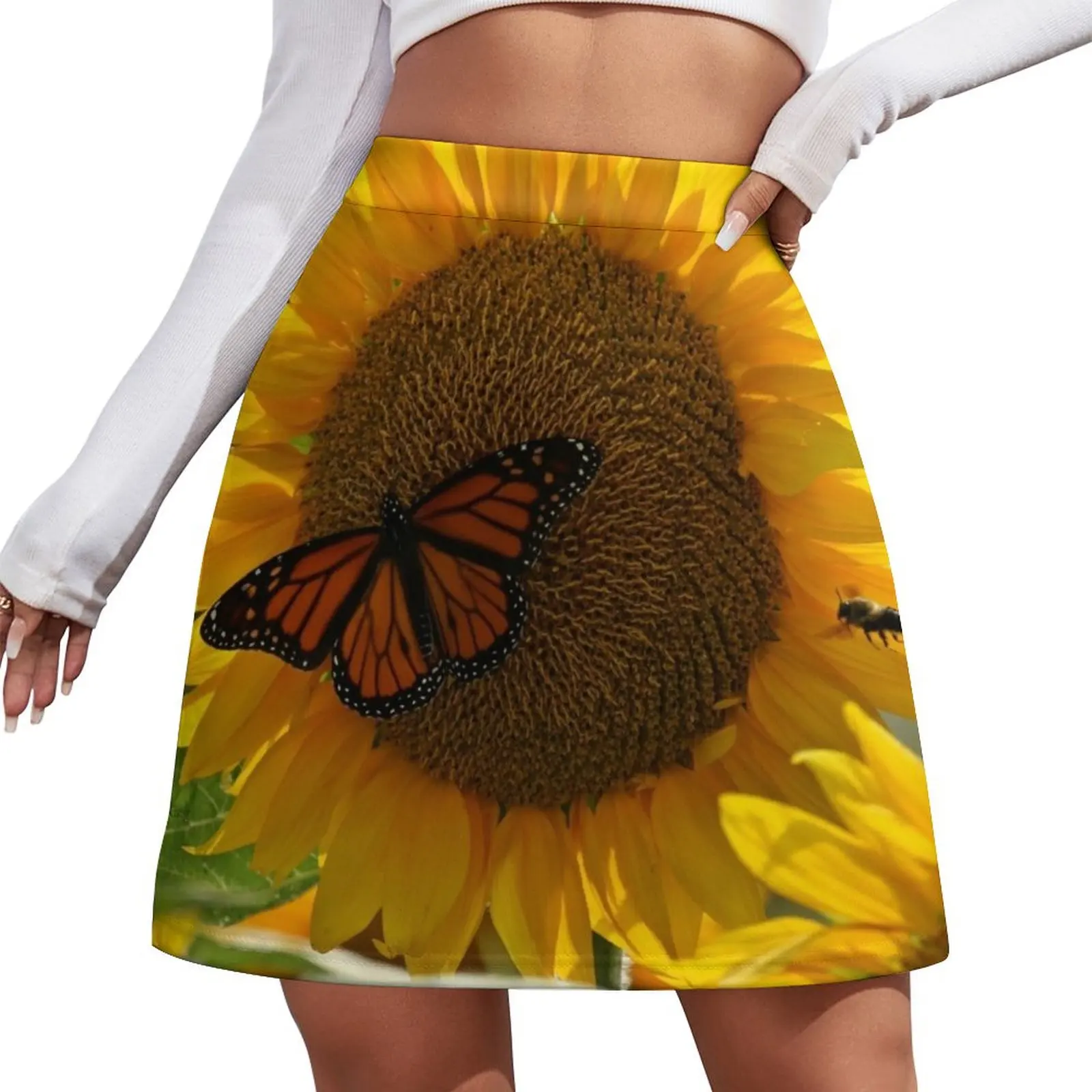 The butterfly the bee and the sunflower Mini Skirt skirts kawaii clothes korean fashion