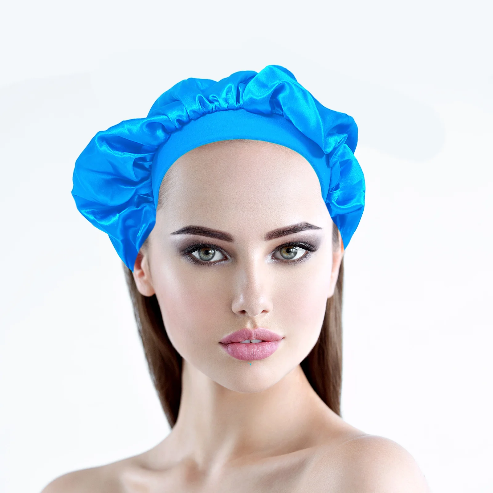 

1 set 1 Set Silk For Women Hair Care Long Bonnet Elastic Band Sleep Hat Head Stretch Home Night Hat Bonnets