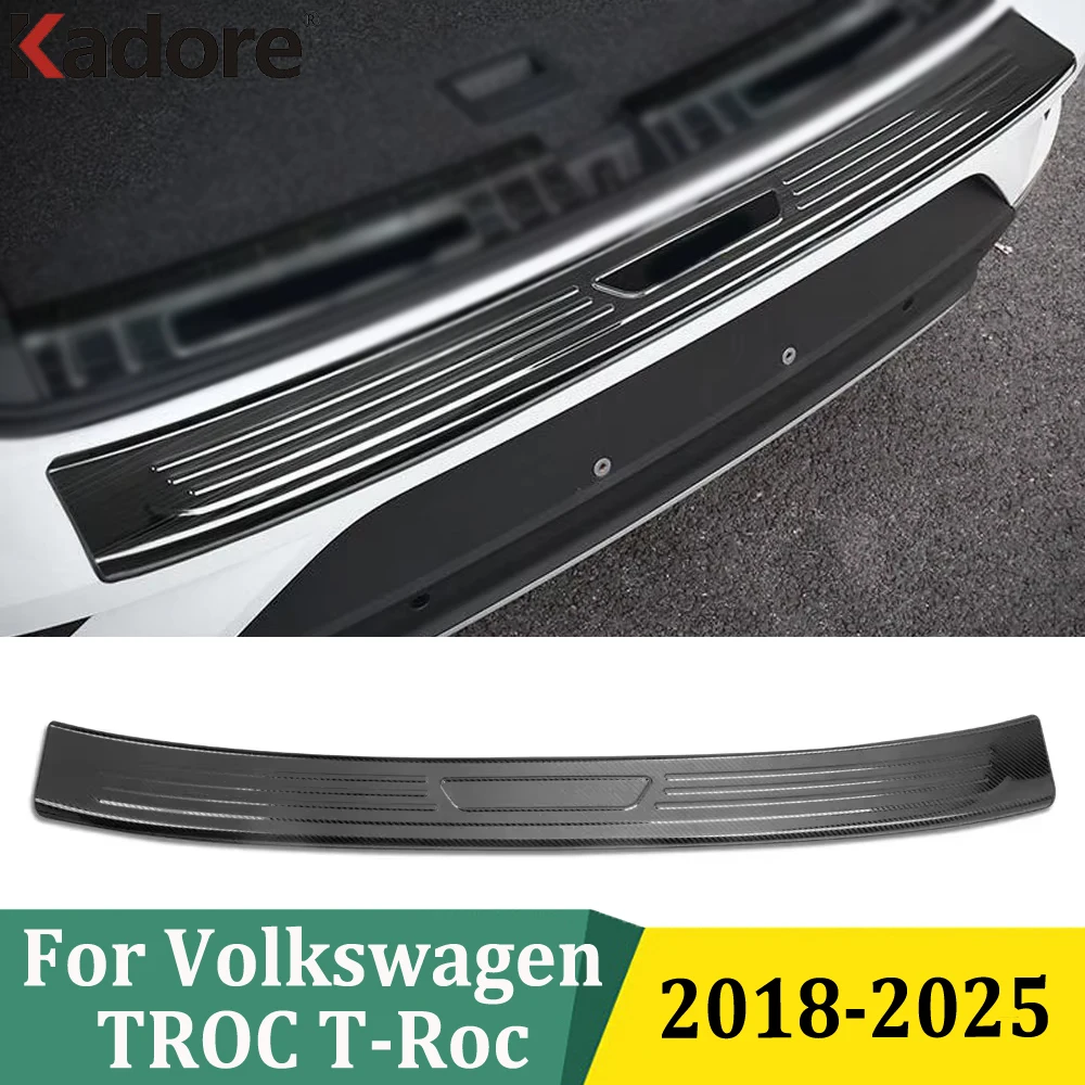 For Volkswagen T-Roc TROC 2018-2025 Outer Tail Trunk Scuff Plate Cover Rear Bumper Pad Protector Trim Car Interior Accessories