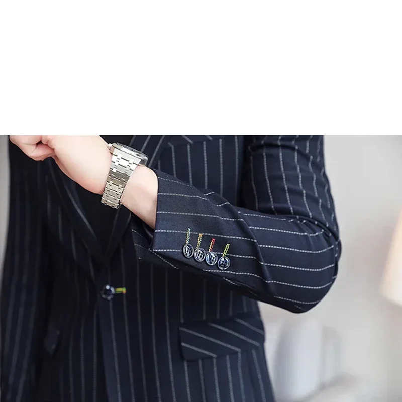 Spring New Men\'s Suit Jacket Slim Striped Single-breasted Suit Business Casual Professional Formal Blazer Banquet slim Suit Coat