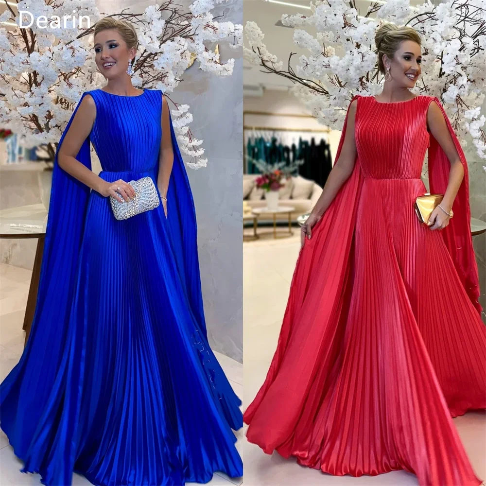 Customized Saudi Arabia Dearin Scoop Neckline A-line Floor Length Skirts Draped Sleeveless Bespoke Occasion Dresses Formal Dress