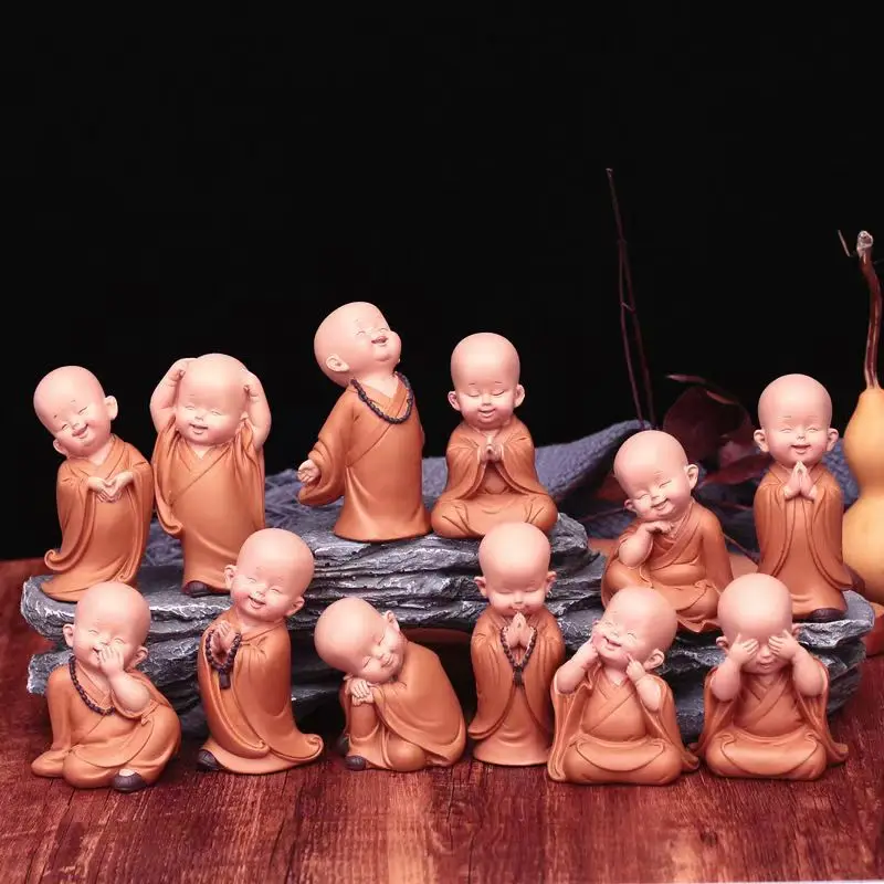 1pc Monk Figurines Car Decoration Crafts,Home Decor Kungfu Monks Figure Car Ornament Buddha Boy Accessories Figurines Tea Pet - Image 6