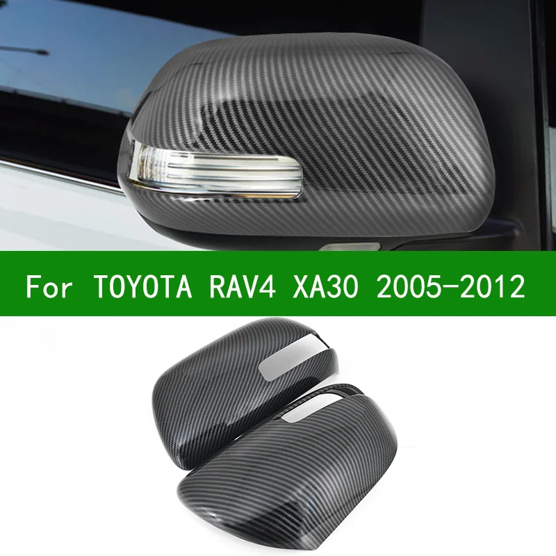 For Toyota RAV4 Xa30 2005-2012, black carbon fiber rearview mirror cover replacement buckle 2006 2007 2008 2009 2010 2011