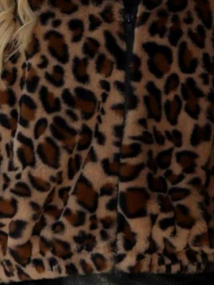 ليوبارد طباعة أفخم معطف المرأة الموضة العصرية سستة مقنعين رقيق سترة سترة الخريف الشتاء جديد الشارع الشهير التنقل معاطف