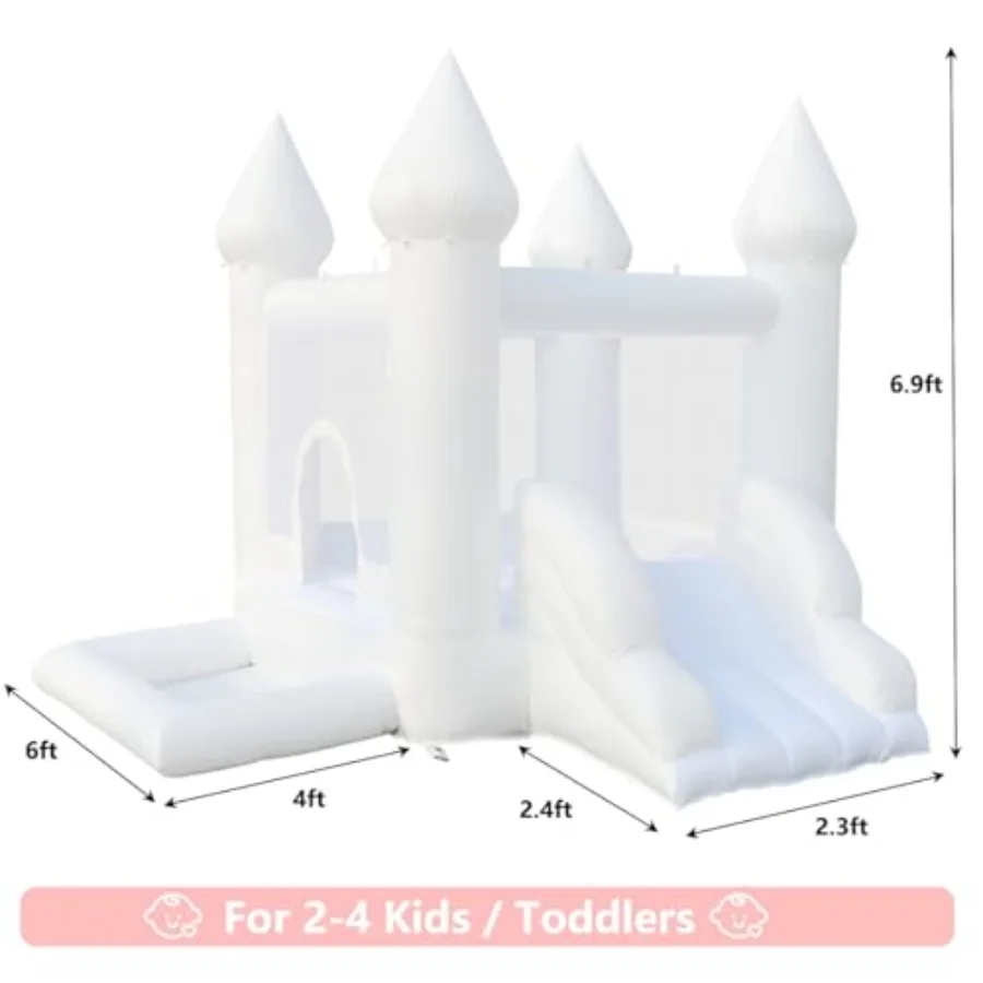 Casetta gonfiabile bianca da rimbalzo per bambini Castello gonfiabile bianco da 9 piedi con scivolo Castello gonfiabile da salto divertente per 24 parti di compleanno per bambini