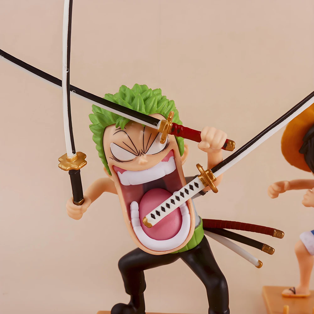 3 PCS/Set One Piece Hunger Triple Monkey D Luffy Zoro Sanji Gk Anime Funny Action Figure Doll Model Collectable Toy Gift image 3