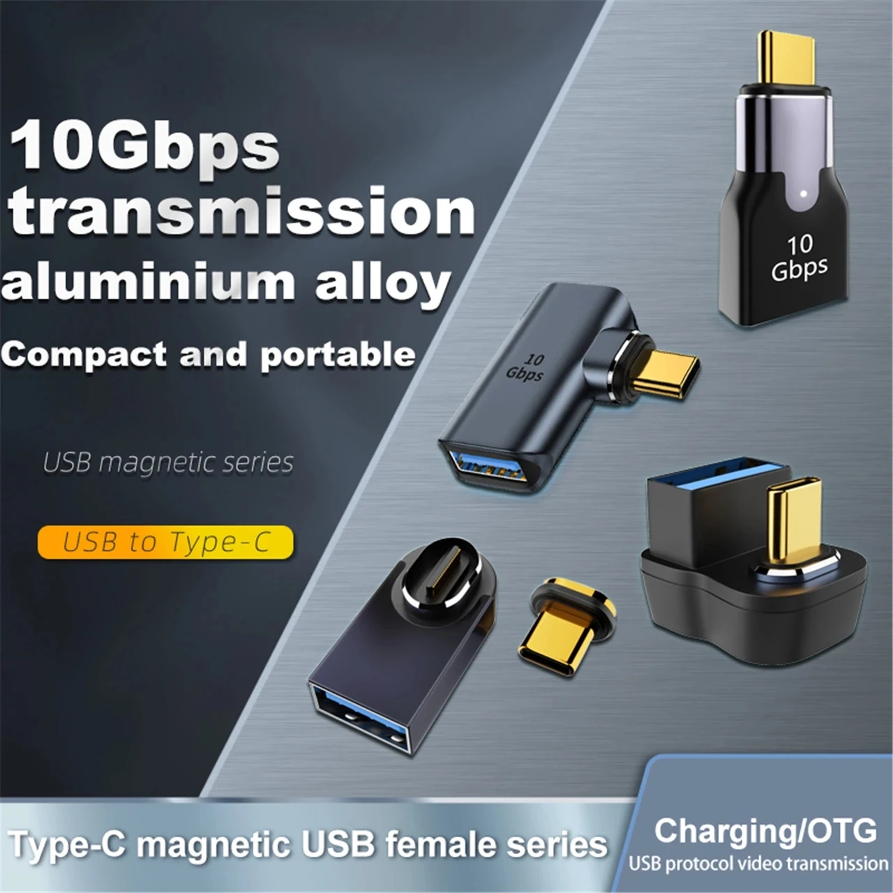 USB3.1 10Gbps Magnetic OTG Adapter USB A To Type C Fast Charging Magnet Converter 60Hz USB C Adapter Connector for Macbook Phone