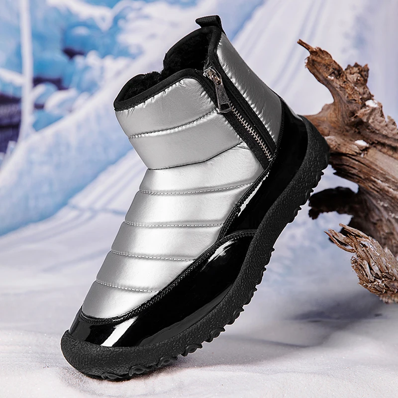 

NEW Winter Ankle Boots for Men Waterproof Snow Boot Warm Outdoor Cotton Shoes Mens Casual Boots Side-zipper Botas Hombre