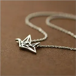 Fashion Simple 925 Sterling Silver Jewelry Classic Aesthetic Hollow Crane Creative Exquisite Pendant Necklaces XL038