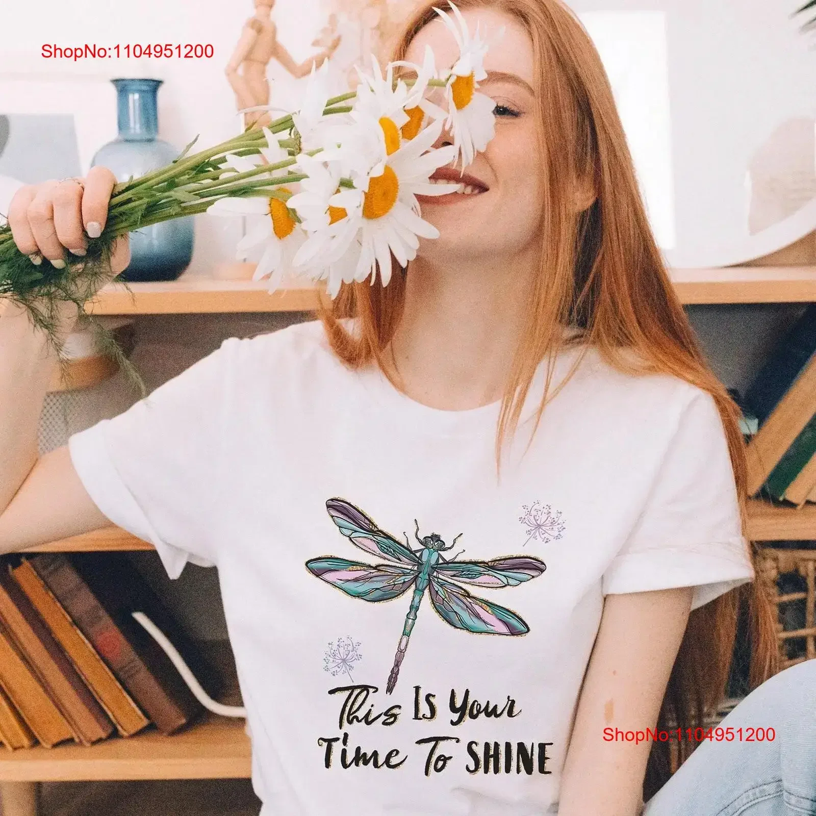 Esto es tu momento para brillar camiseta cita inspiradora sol colorido libélula positiva motivacional vintage lavado Casual