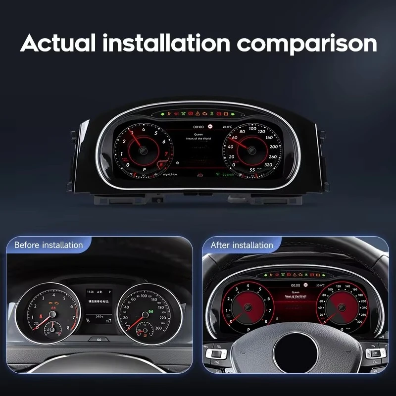 10.25 Inch Linux Dashboard LCD Digital Cluster Speedometer Panel for Volkswagen Golf 7