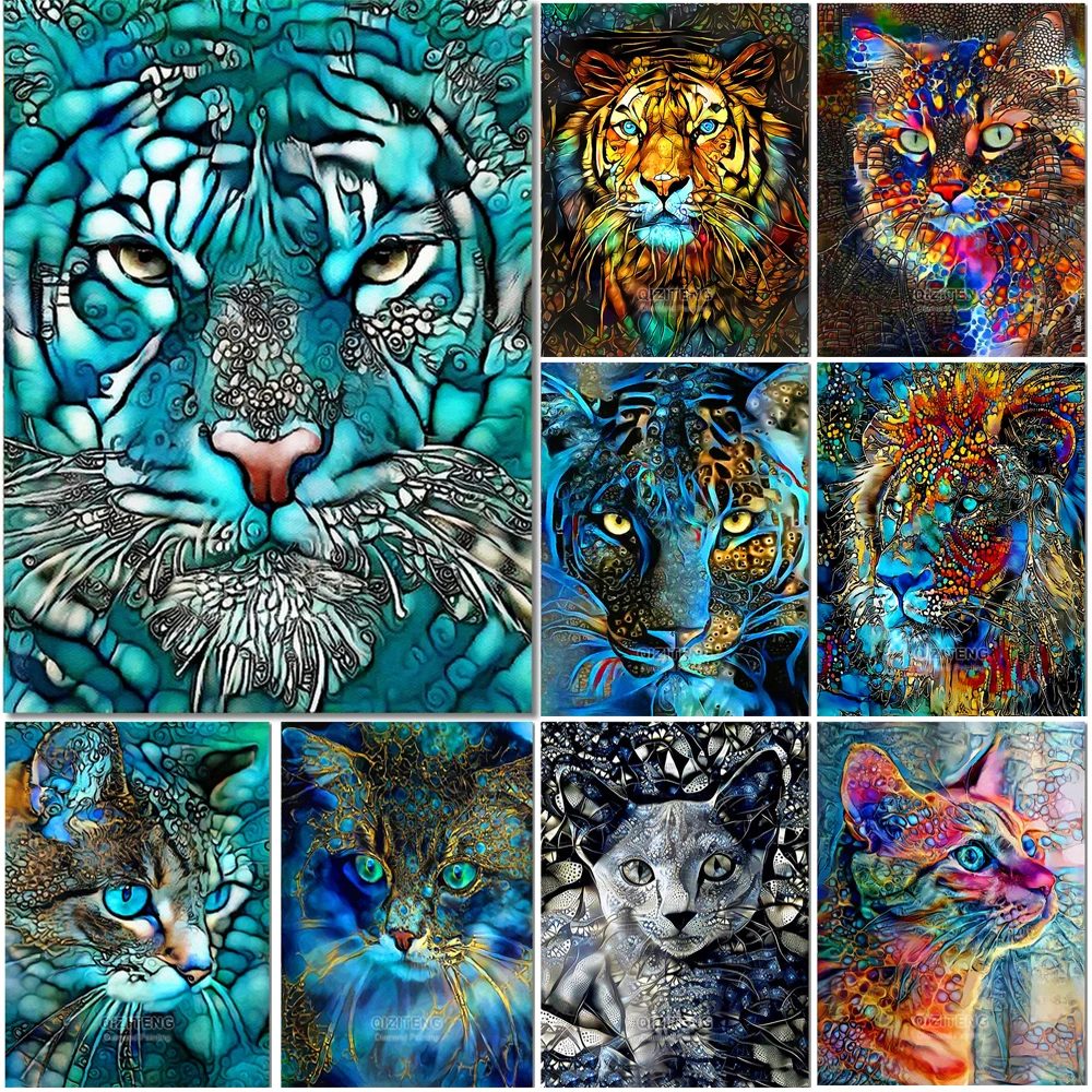 

Diamond Painting Full Diamond Cat, Lion Animal Diamond Art Painting Kit Diy Diamond Embroidery 5d Mosaic New Product Decoration