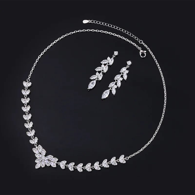 

New Zircon Necklace Jewelry Set Bridal Accessories Necklace Earrings Set Wedding Dress Accessories