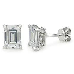 DEZO Total 4 Carats Emerald Cut Moissanite Earring For Women Solid 925 Sterling Silver Stud Earrings VVS D Color GRA Certificate