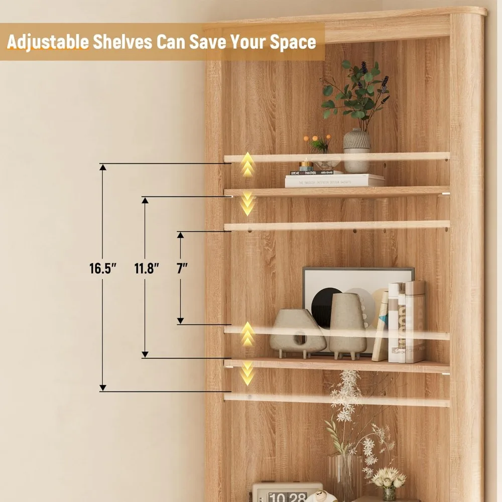 

69" Tall Corner Shelf with Doors, 6-Tier Corner Storage Cabinet with Doors, Space Saver Shelf, Customized