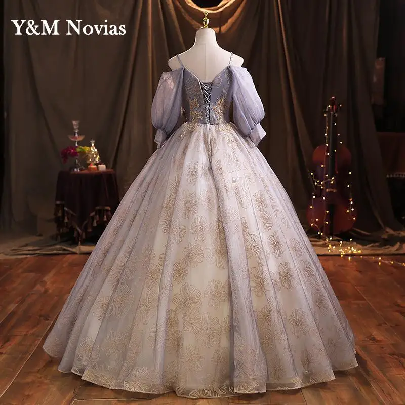 Vestido De quinceañera con cuentas De Organza, romántico, desmontable, mangas largas, elegante, dulce línea A, Vestido De novia De princesa