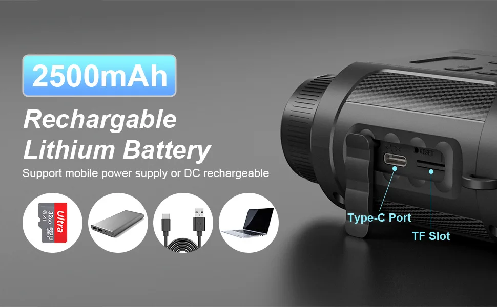 Y16 Wholesale Digital Infrared Night Vision Binocular Camera 2.4 IPS Screen 2500mAh Type-C Wildlife Observation Hunting Scope