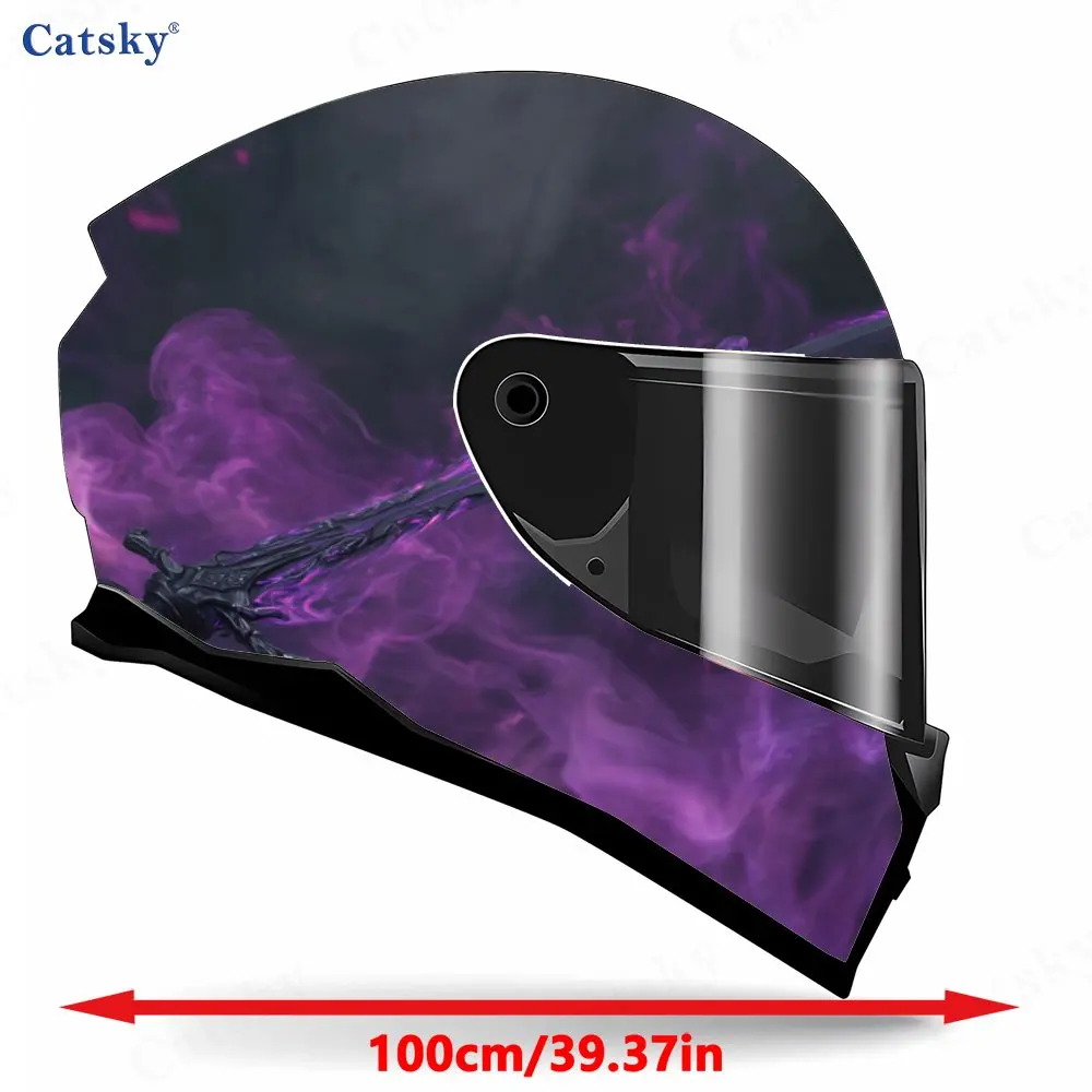 Purple Flame Knight Print Helmet stickers , PVC Material Multifunctional Helmet Stickers, Scratch-Resistant & Fade-Proof, Easy t