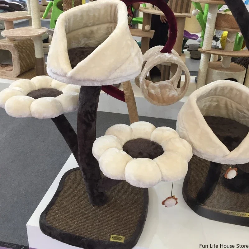 Creative Flower-shaped Climbing Frame for Medium and Large Cats, Including Cat Nest and Scratching Post, Household Pet Supplies