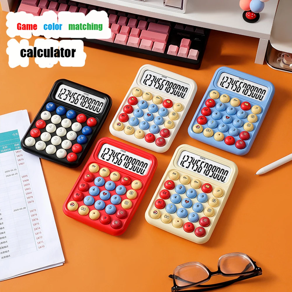 Creative Cartoon Game Color Calculator Cute 12 Buttons Portable Mechanical Buttons Accounting Office Student Special Calculator