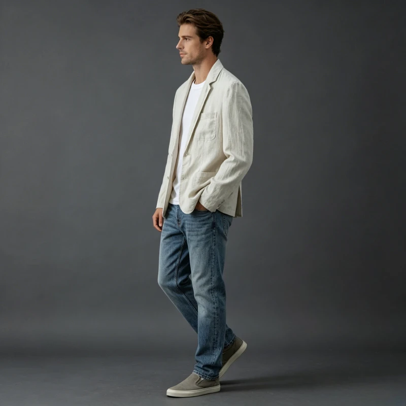 Men Blazer Solid Coat Single Breasted Full Sleeve Lapel Thin Evening Work Casual Slim Fit Jacket Business Blazers 2026 Summer