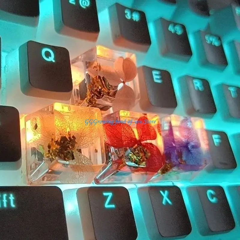 

H9EB Mechanical Keyboards Resins Keycap Transparents Gold Foils Embroidery R4s OEM Profile Keycap
