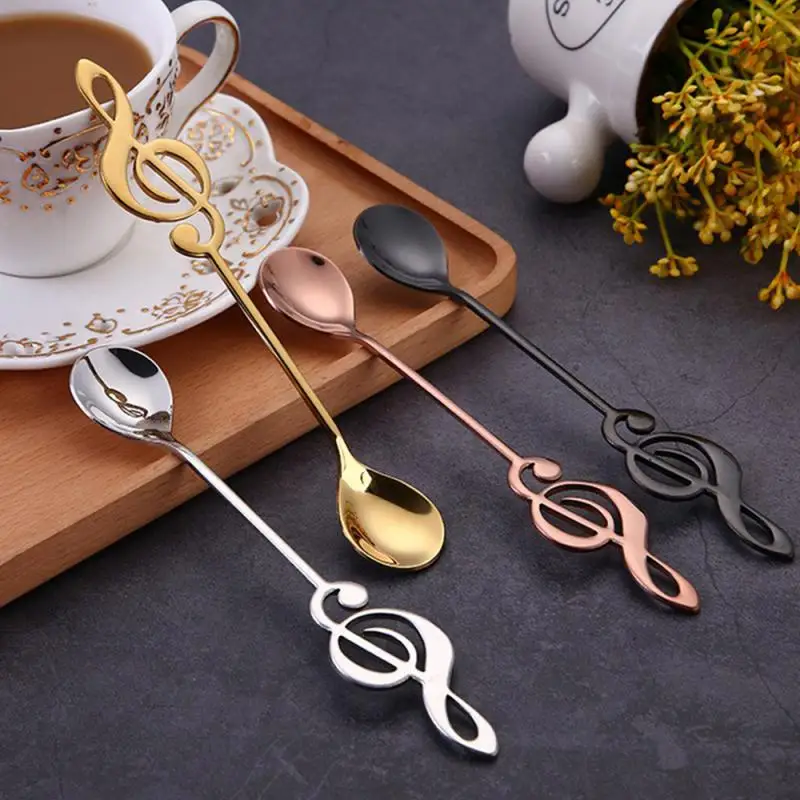 Stainless Steel Musical Notes Coffee Spoon Stirring Cup Spoon Music Stick Ice Cream Spoon Kitchen Tool Spoon Accessories