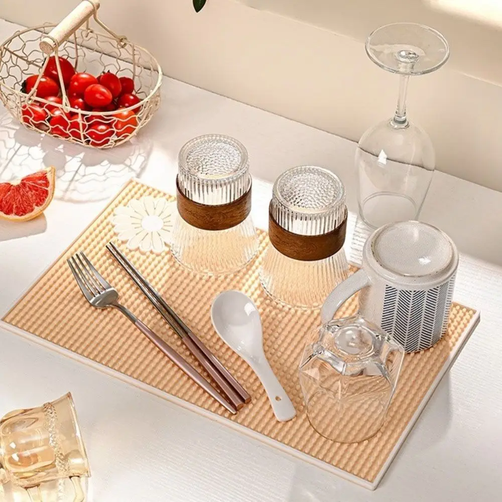 

Stylish Soft Rubber Kitchen Drain Mat Foldable Quick-drying Coffee Drain Mats Non-slip Heat Insulation Pad Kitchen Countertop