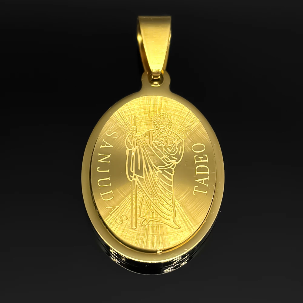 3PC Catholic Saint Judas Tadeo Pendants for Women Men Stainless Steel Gold Color Holy Medal Jewelry Making DlY Necklace