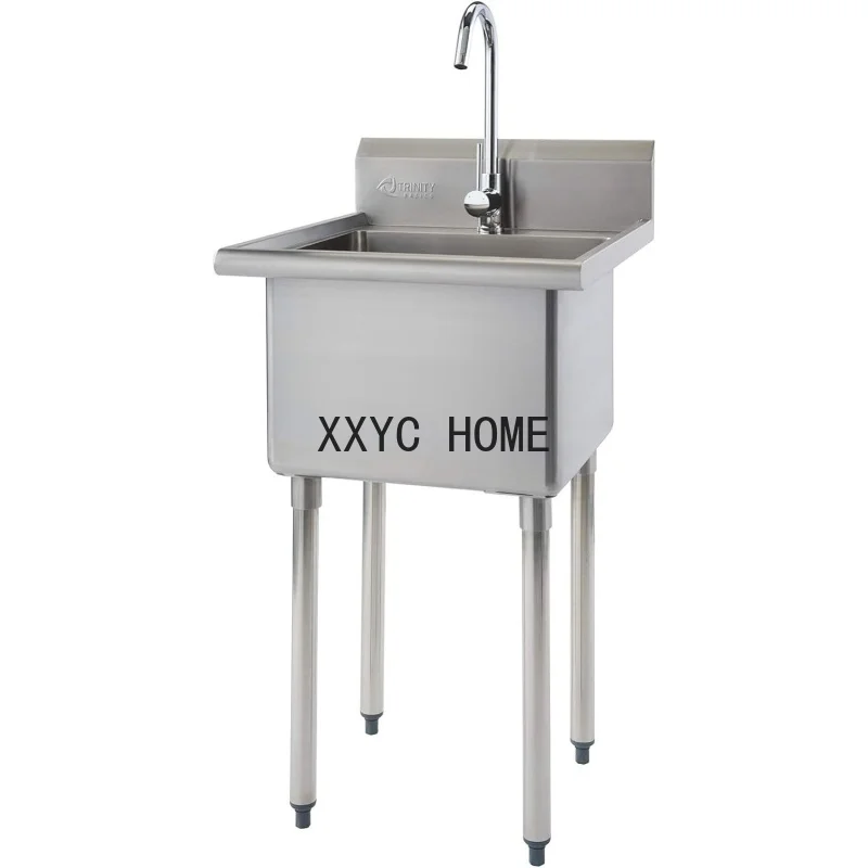 THA-0307 Basics Stainless Steel Freestanding Single Bowl Utility Sink for Garage, Laundry Room, and Restaurants, Include