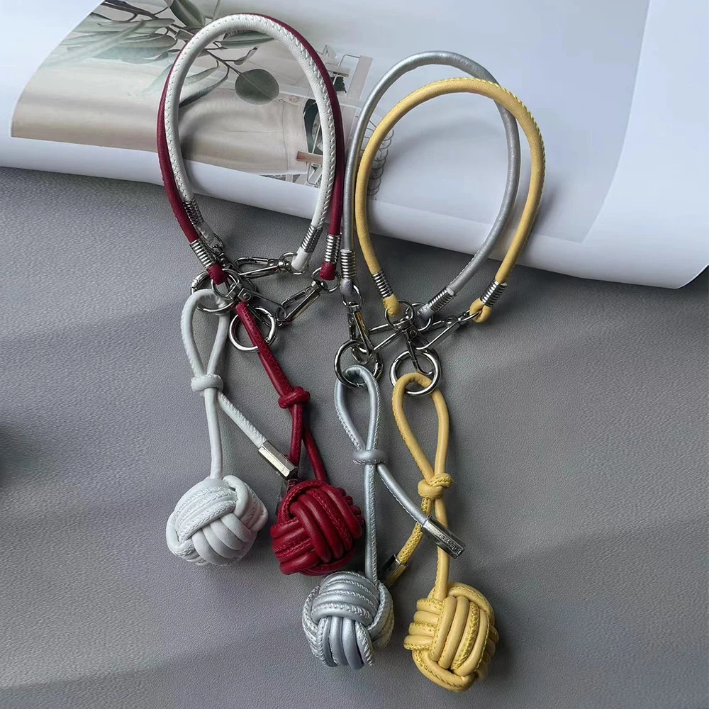 Fashion Baseball Shaped  Keychain PU Leather woven Ball Keychains for Women Bag Pendant Jewelry Charm Key Ring Key Holder