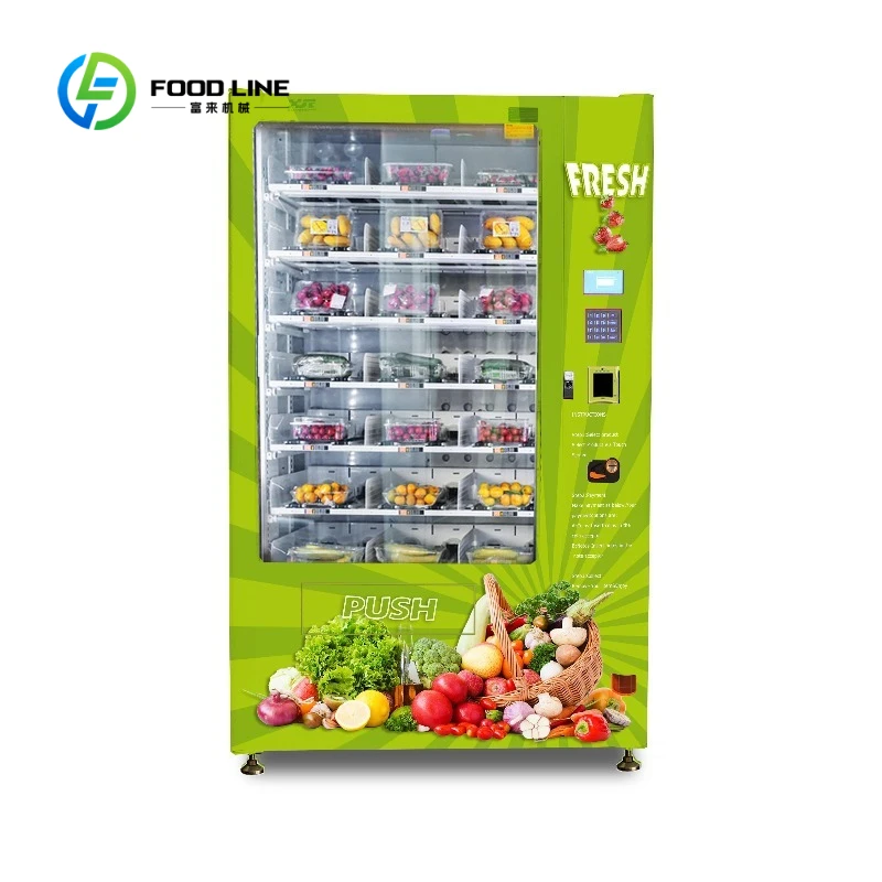 Customized Refrigerated Fruit Vegetable Vending Machine 24H Unmanned Self Service Elevator Dispenser Multi Payment