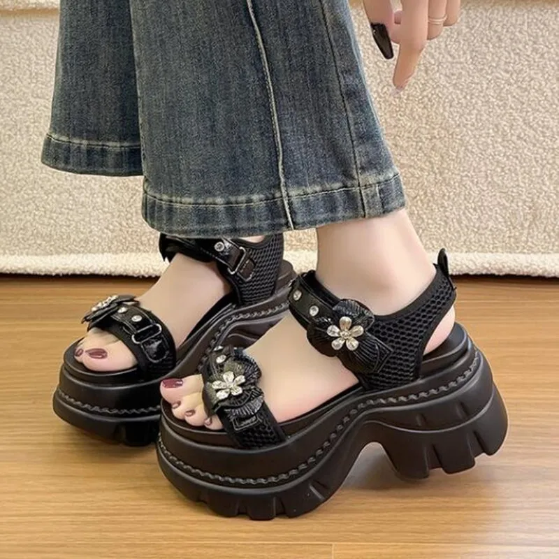 9cm 2026 Flower Sandals New Women's Summer Designer Platform Round Toe Fashion Comfortable Good Quality Beautiful Sweet Shoes view 2