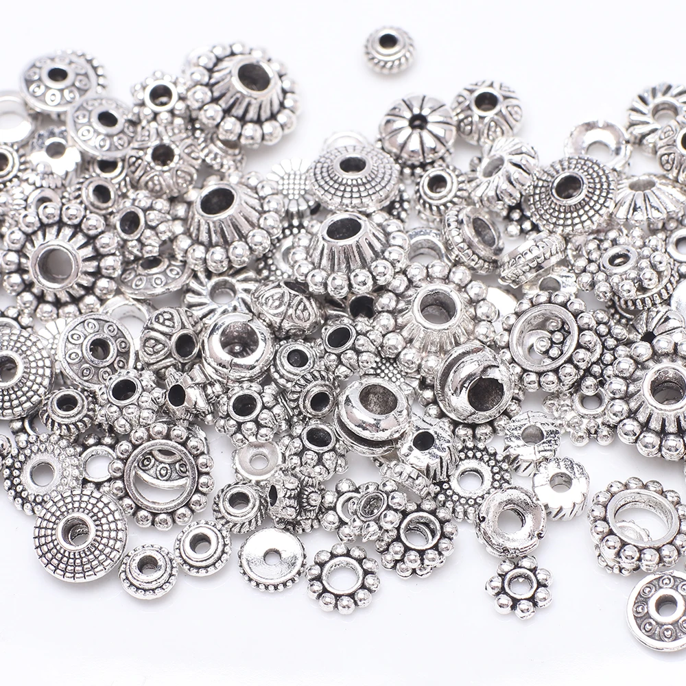 50 Stück Metall Runde lose Distanzperlen Basteln für DIY Schmuckherstellung Armband Halskette Ohrring Zubehör Großhandel in großen Mengen – Detail 2