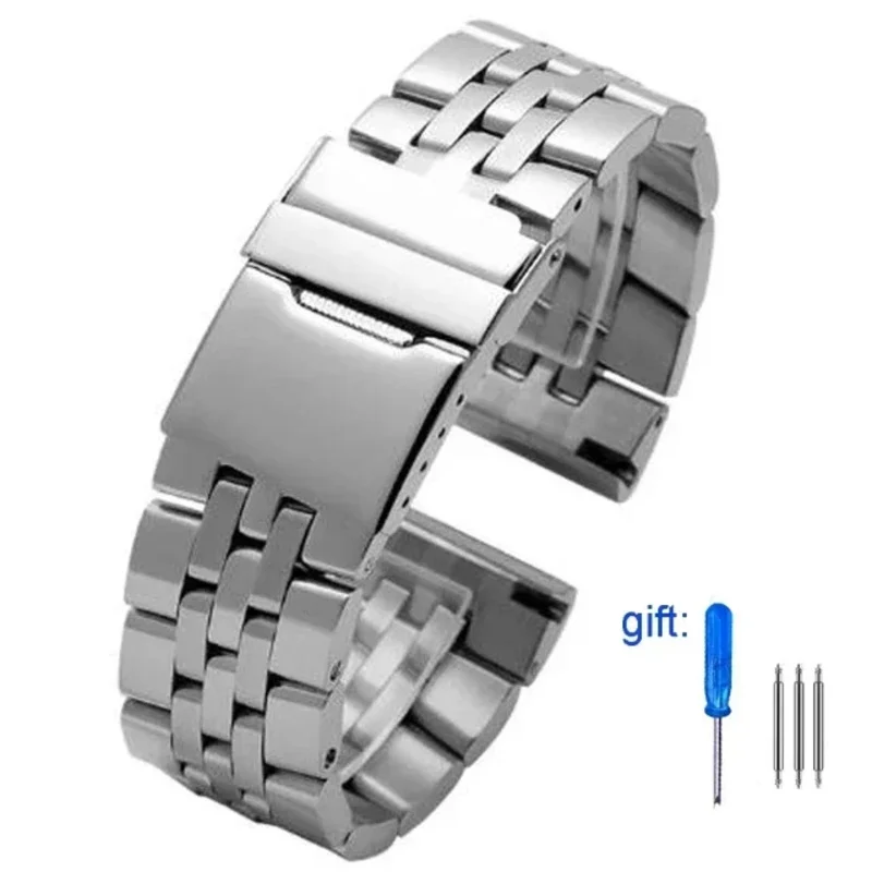 Solidny pasek ze stali nierdzewnej do paska Breitling 20mm 22mm 24mm srebrny złoty metalowy pasek męska wysokiej jakości bransoletka