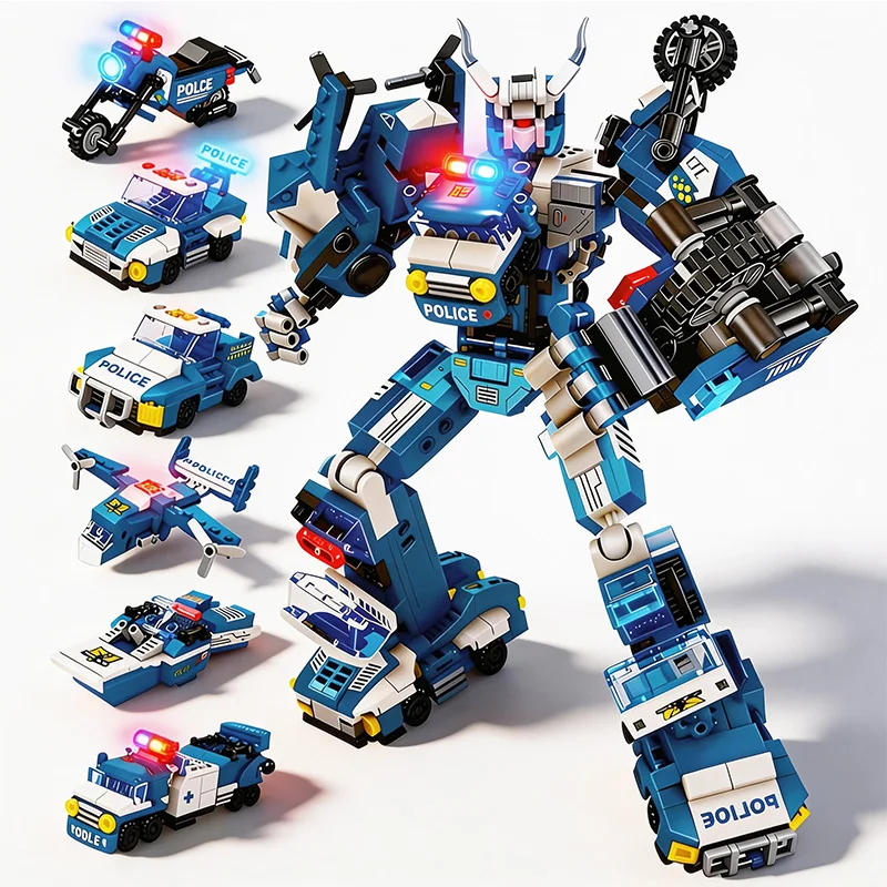 

Набор строительных блоков «Супергерой-меха» 6 в 1: трансформирующийся робот, машинка, конструктор для мальчиков, подарок на день рождения для детей