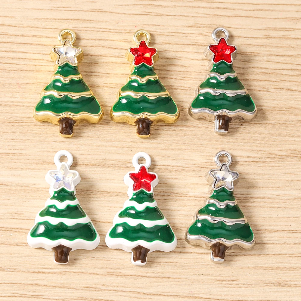 Tusember 5 Stück Emaille-Weihnachtsanhänger mit Weihnachtsmann, Schneeflocke und Schneemann für Weihnachtshalsketten, Ohrringe, Armbänder und Bastelarbeiten – Detail 11